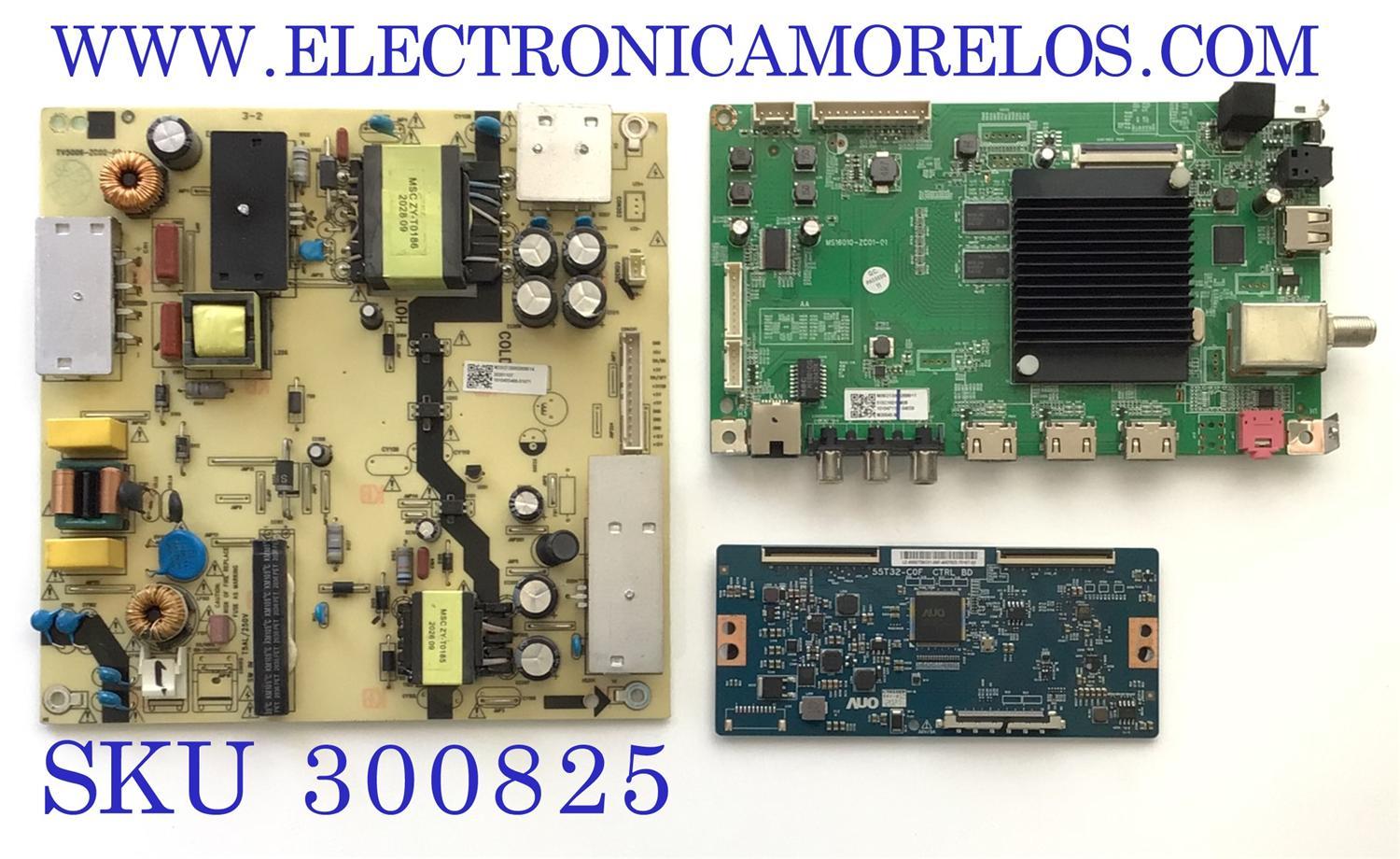 KIT DE TARJETAS PARA TV ONN / MAIN 515C16010M08 / MS16010-ZC01-01 V/ FUENTE TV5006-ZC02-02 / 20201107 / 1010455466-01671 / T-CON 55.50T3.9C01 / 55T32-C0F CTRL V/ 5550T39C01 / PANEL T500QVN04.1 / MODELO 100012585